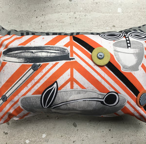 Appliquéd Chevron Orange + Black Cherry Cushion