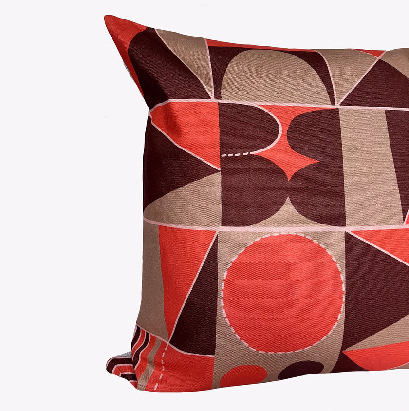 Taking Shape Cushion - Coral + Wine