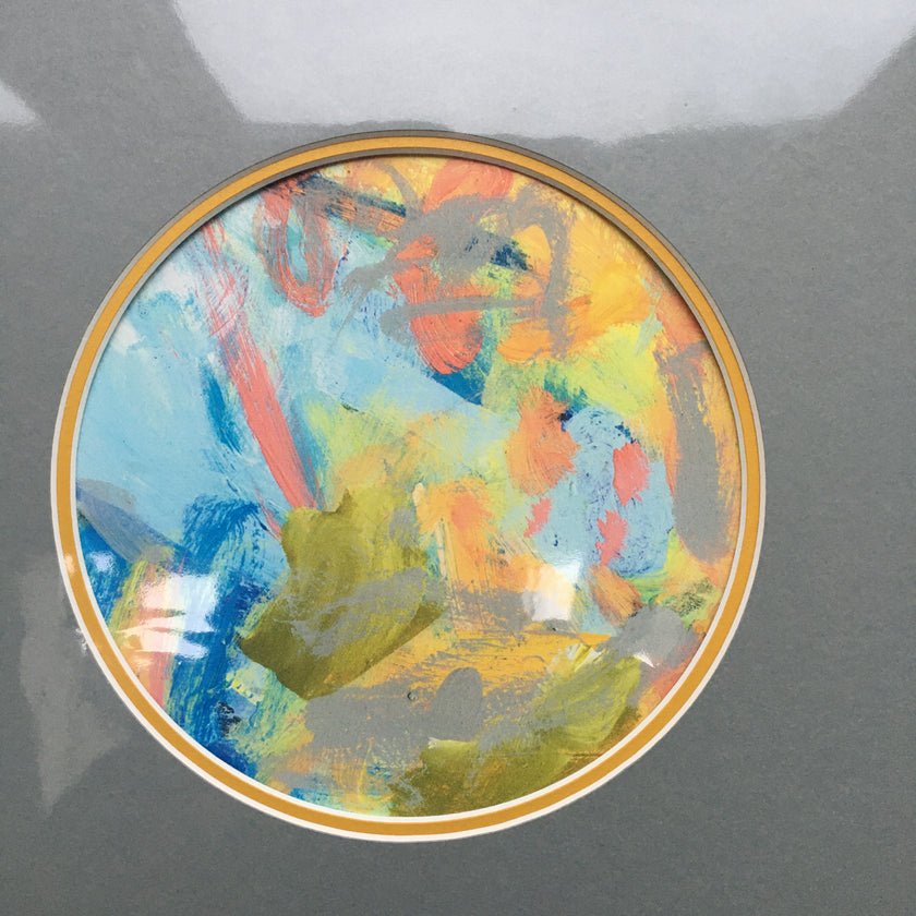 Expressive Abstract Circular Print Yellow + Grey Mount