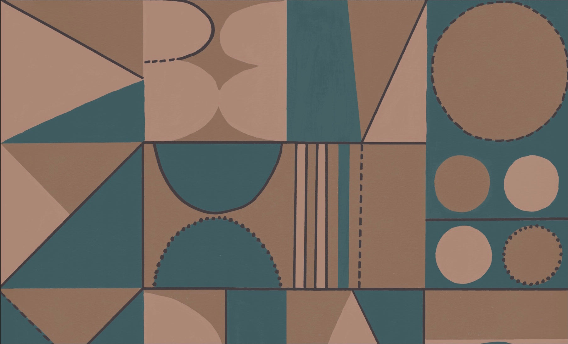Taking Shape Wallpaper- Peach & Petrol