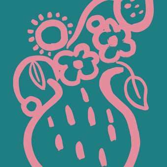 Vase print -  Turquoise + Pink