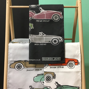 ‘British Classic Cars ‘Tea Towel - Black