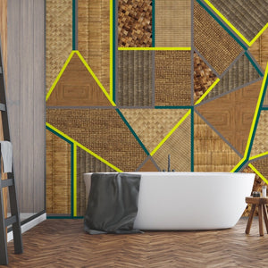 Wicker Geometric Citrine + Charcoal Wallpaper