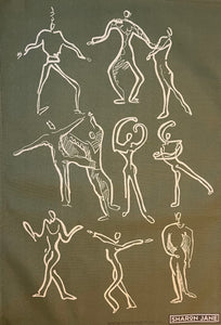 Dancers Linen Tea Towel - Olive