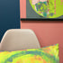 Abstract painted yellow square cushion