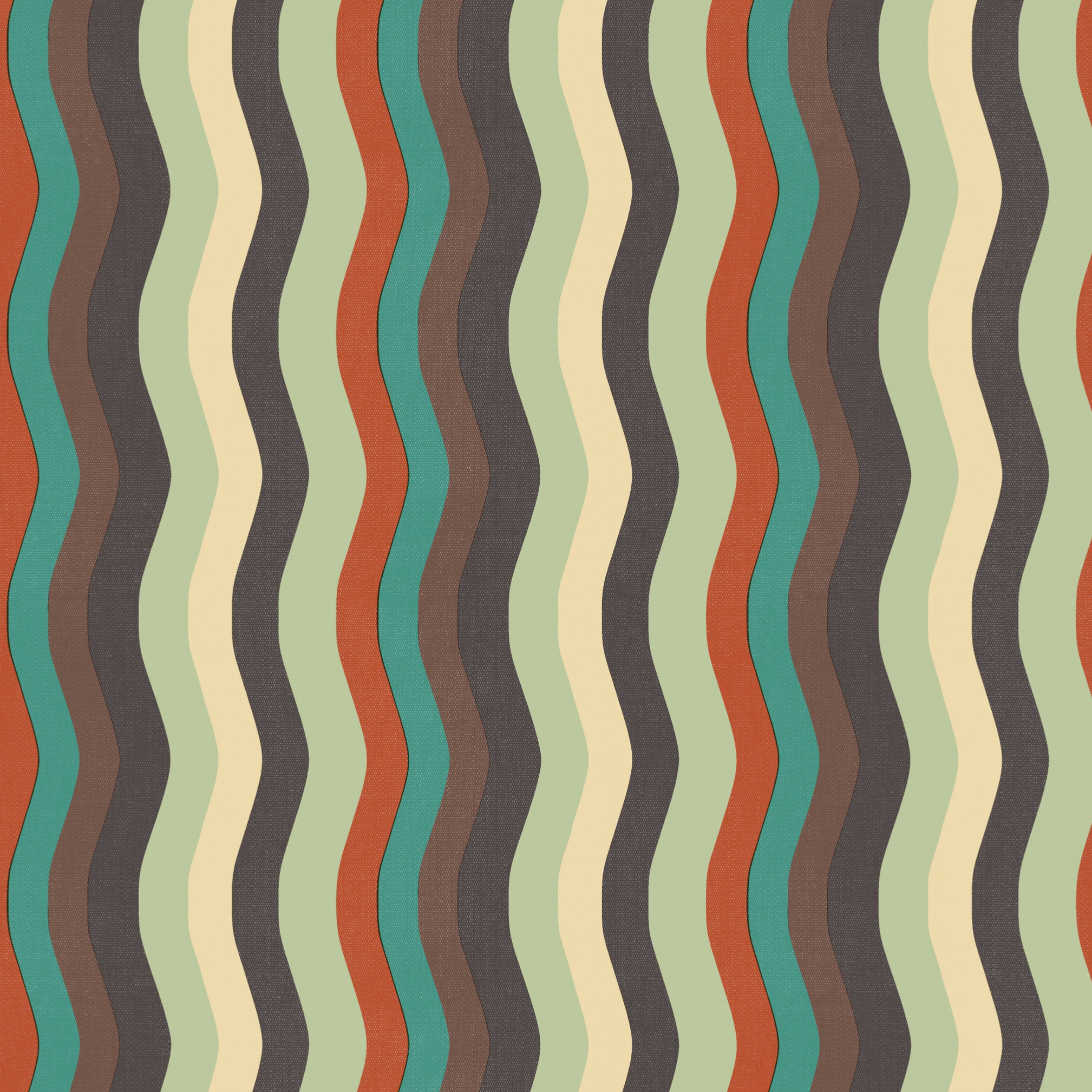 Wavy Stripe Wallpaper - Terracotta, Chocolate + mint