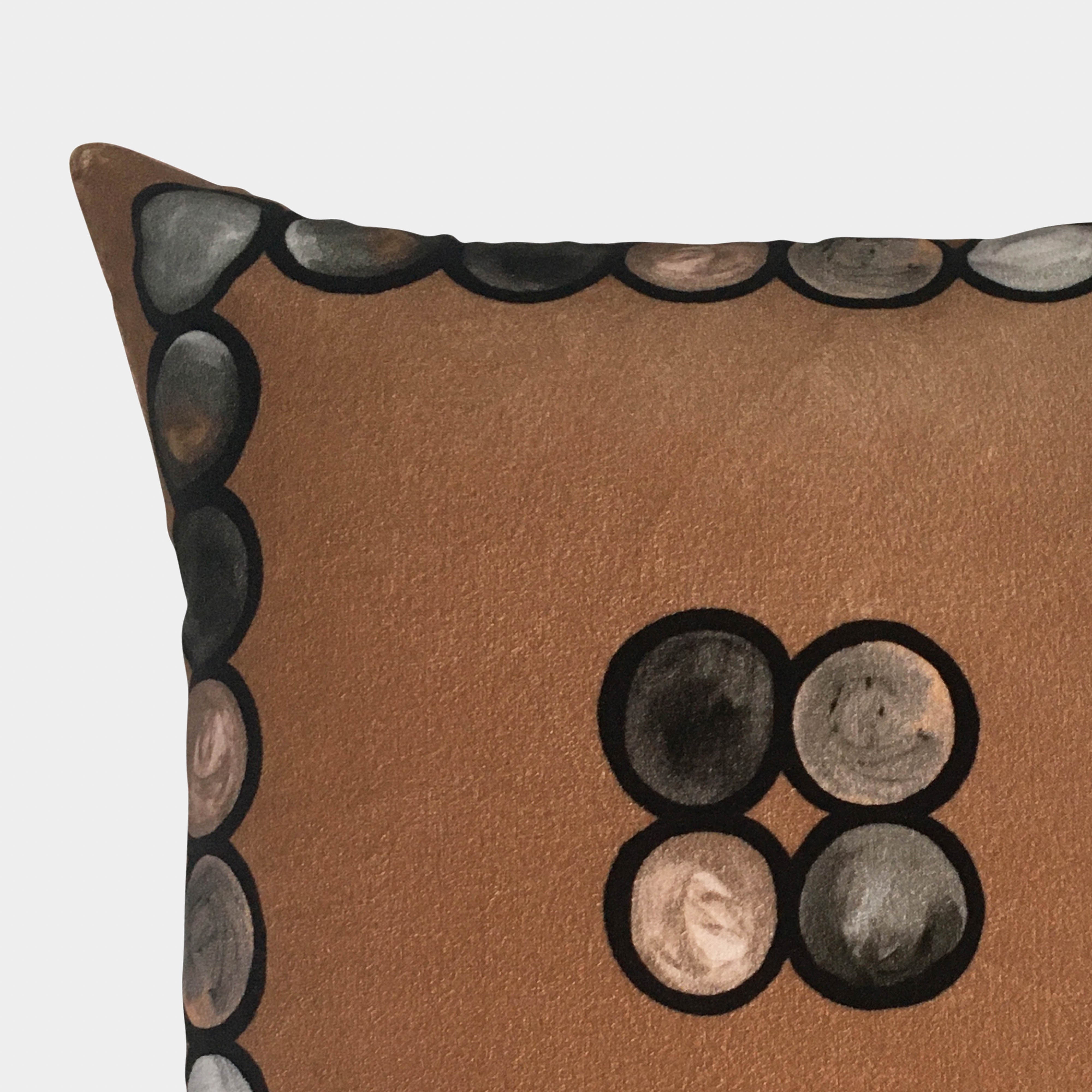 Ombré Circle Velvet Cushion - Mocha + Grey