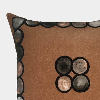 Ombré Circle Velvet Cushion - Mocha + Grey