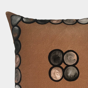 Ombré Circle Velvet Cushion - Mocha + Grey