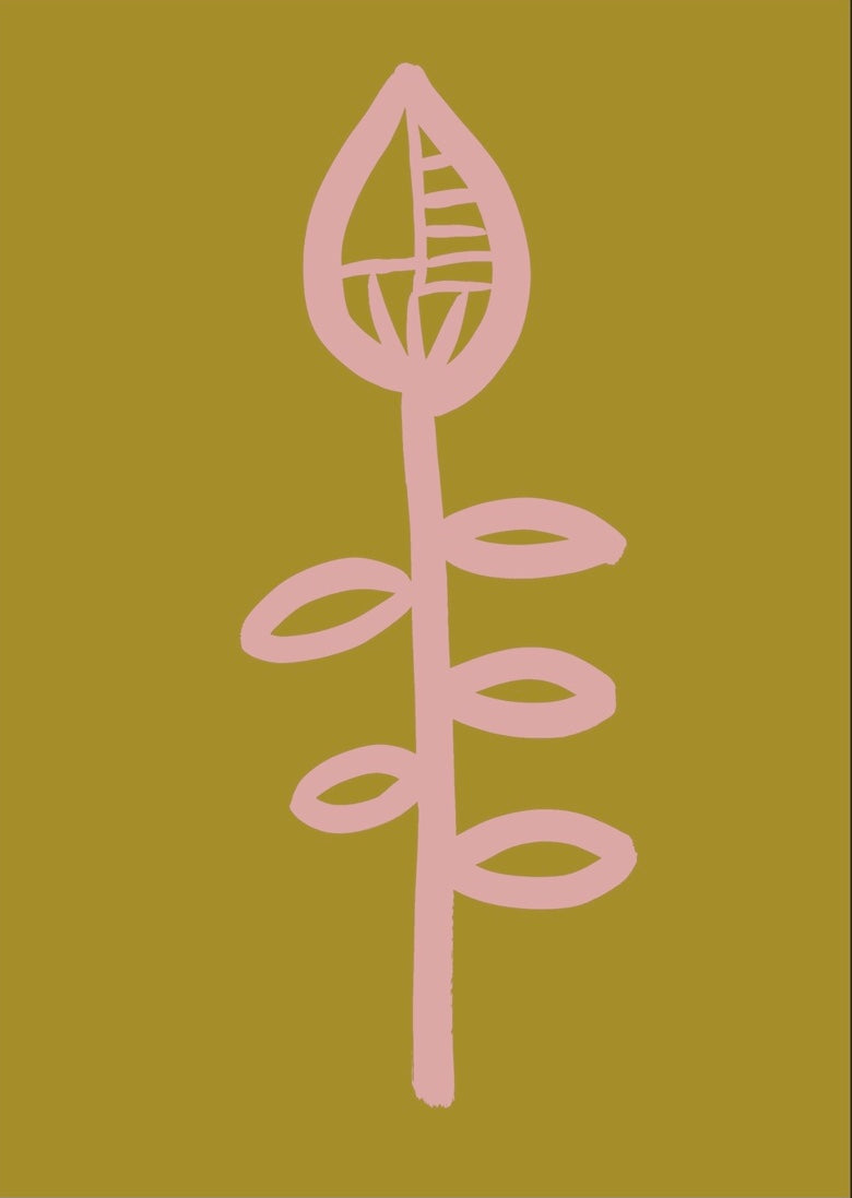 Flower print - Mustard + Pink