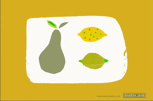 Pear, Lemon & Lime Tea Towel - Mustard