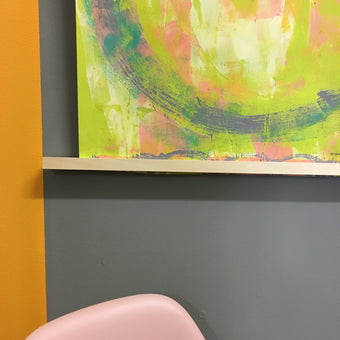 Abstract painted yellow square cushion
