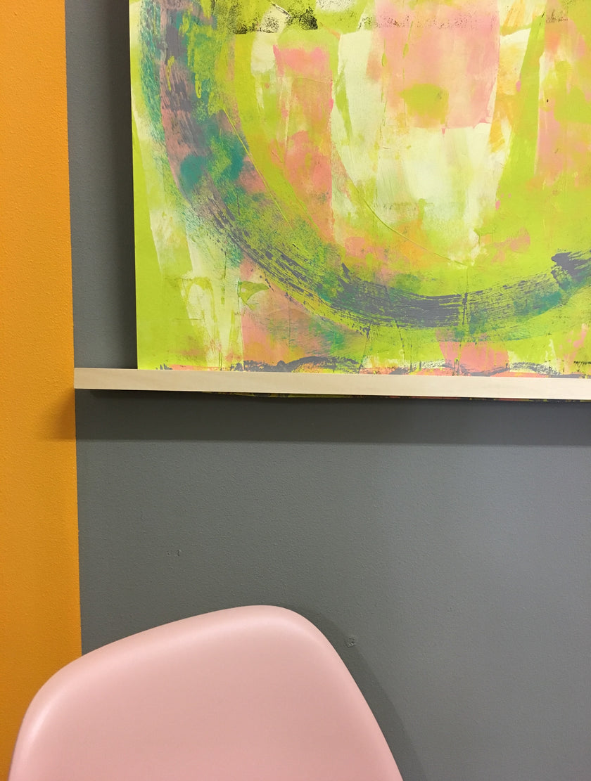 Abstract painted yellow square cushion