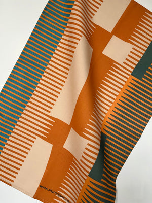 Combed Stripe Tea Towel - Paprika + Teal