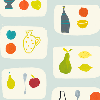 Naive Fruit Screen printed Wallpaper