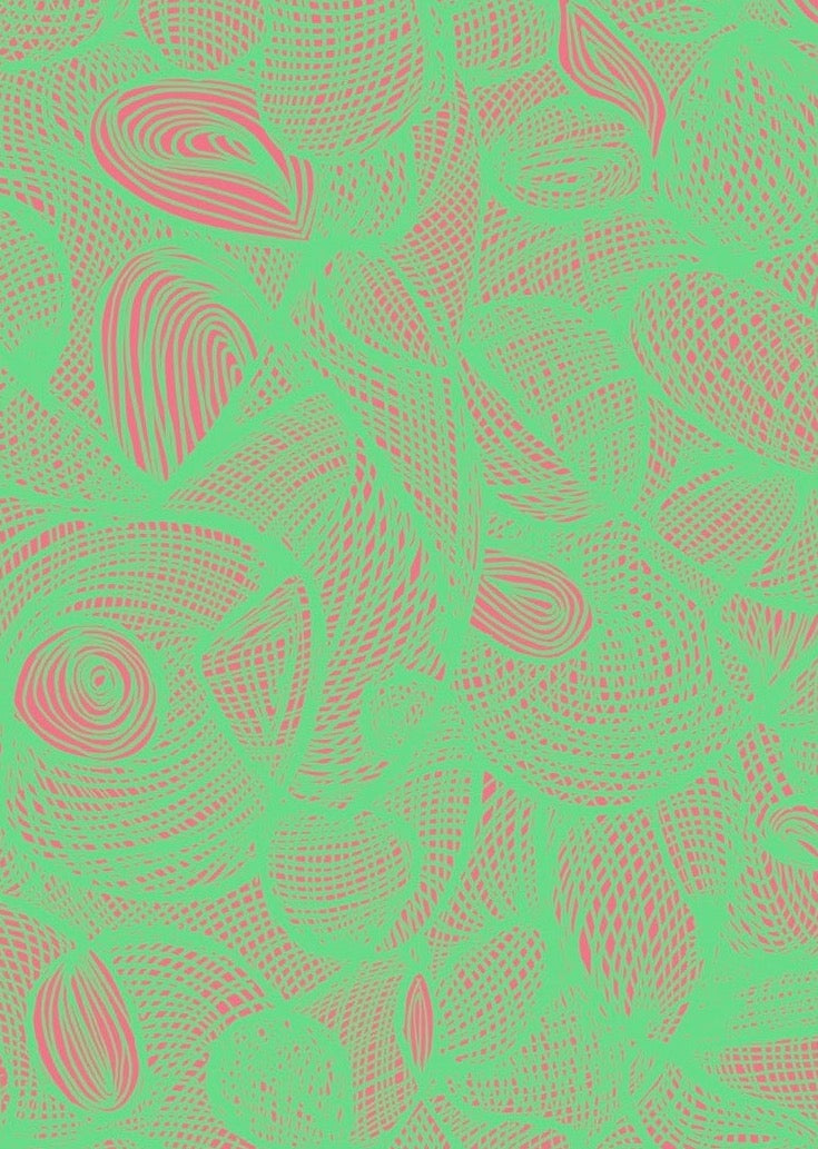 Scribble Wallpaper - Peony + Mint