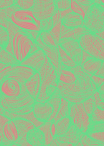 Scribble Wallpaper - Peony + Mint
