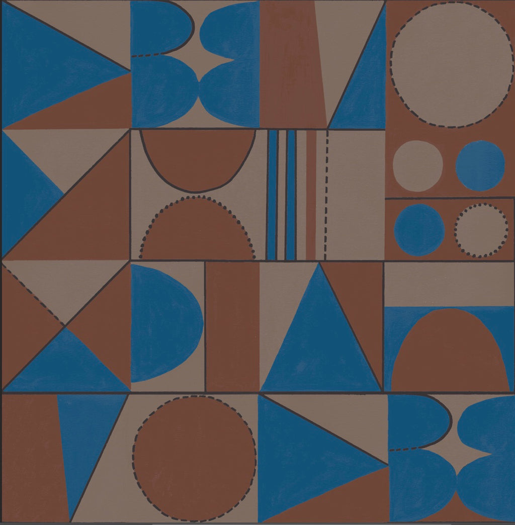 Taking Shape Wallpaper- Cobalt & Terracotta