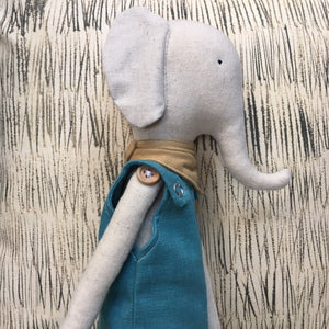 Hand Made Linen Soft Toy - Elephant.