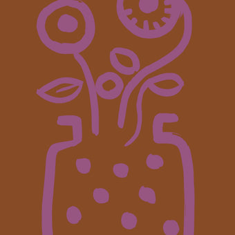 Vase no 2 print - Terracotta + Pink