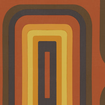 Retro Oblong Geometric wallpaper - Terracotta  + Yellow