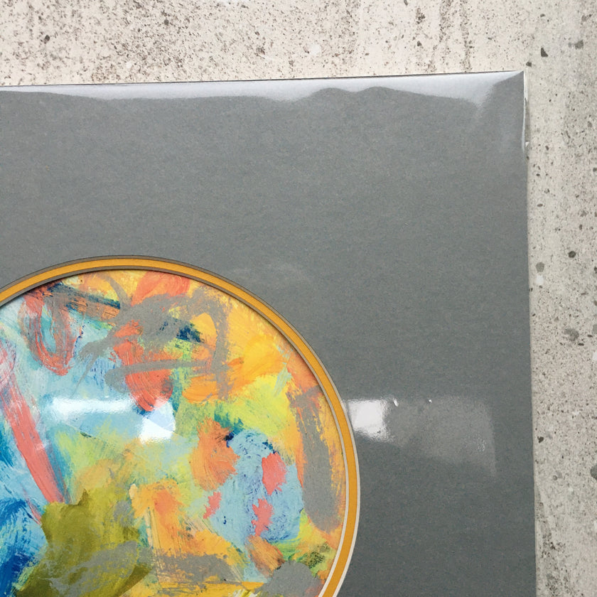 Expressive Abstract Circular Print Yellow + Grey Mount