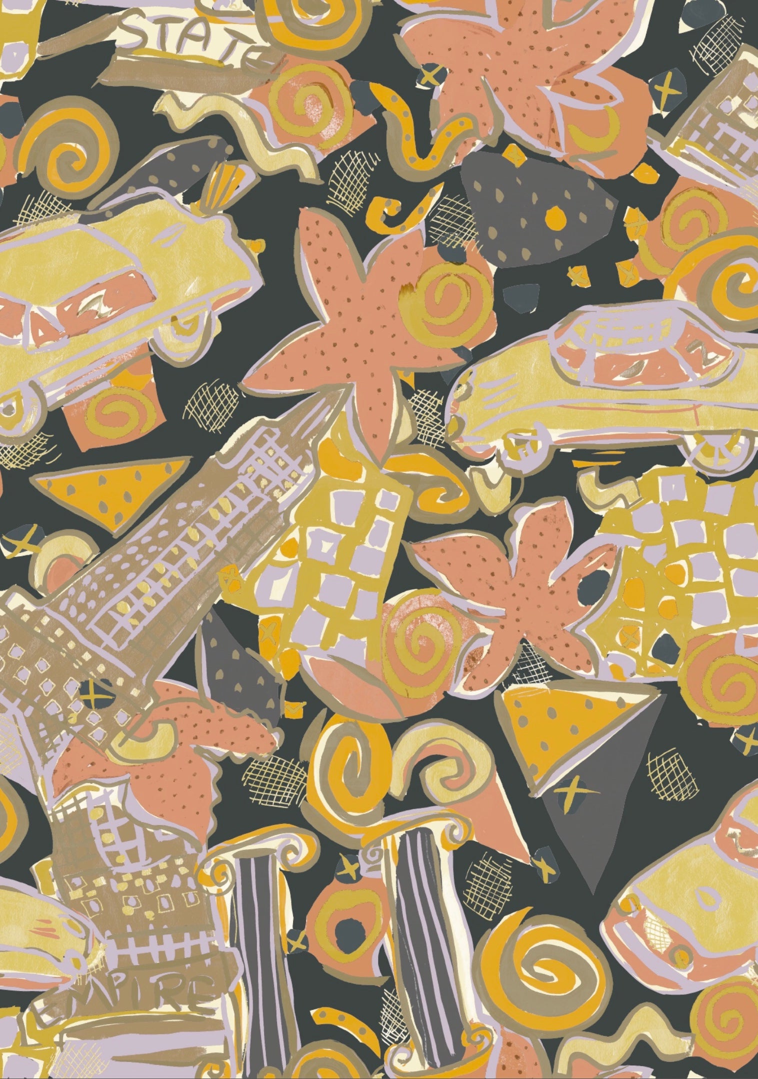 Empire State Wallpaper - Peach + Straw