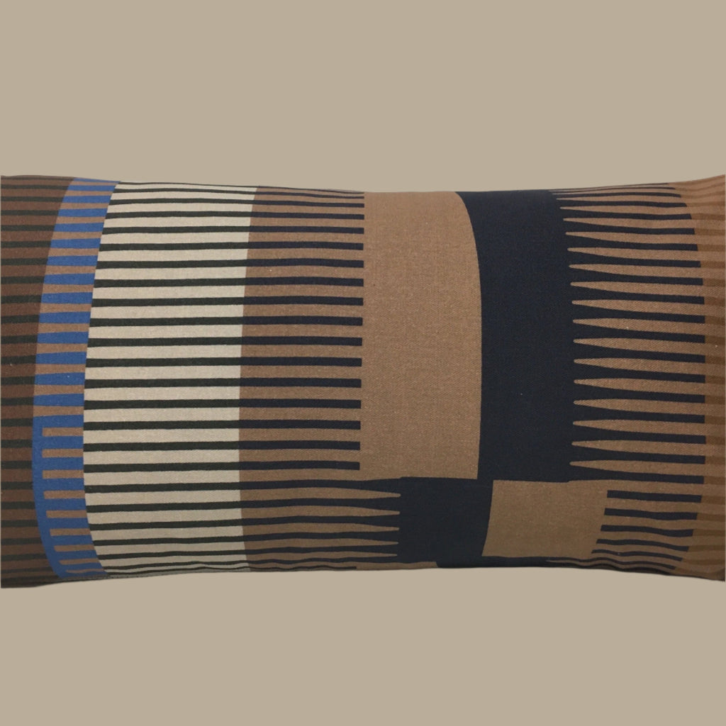 Combed Stripe Cushion - Mocha, Navy + chocolate