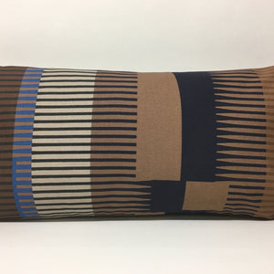 Combed Stripe Cushion - Mocha, Navy + chocolate