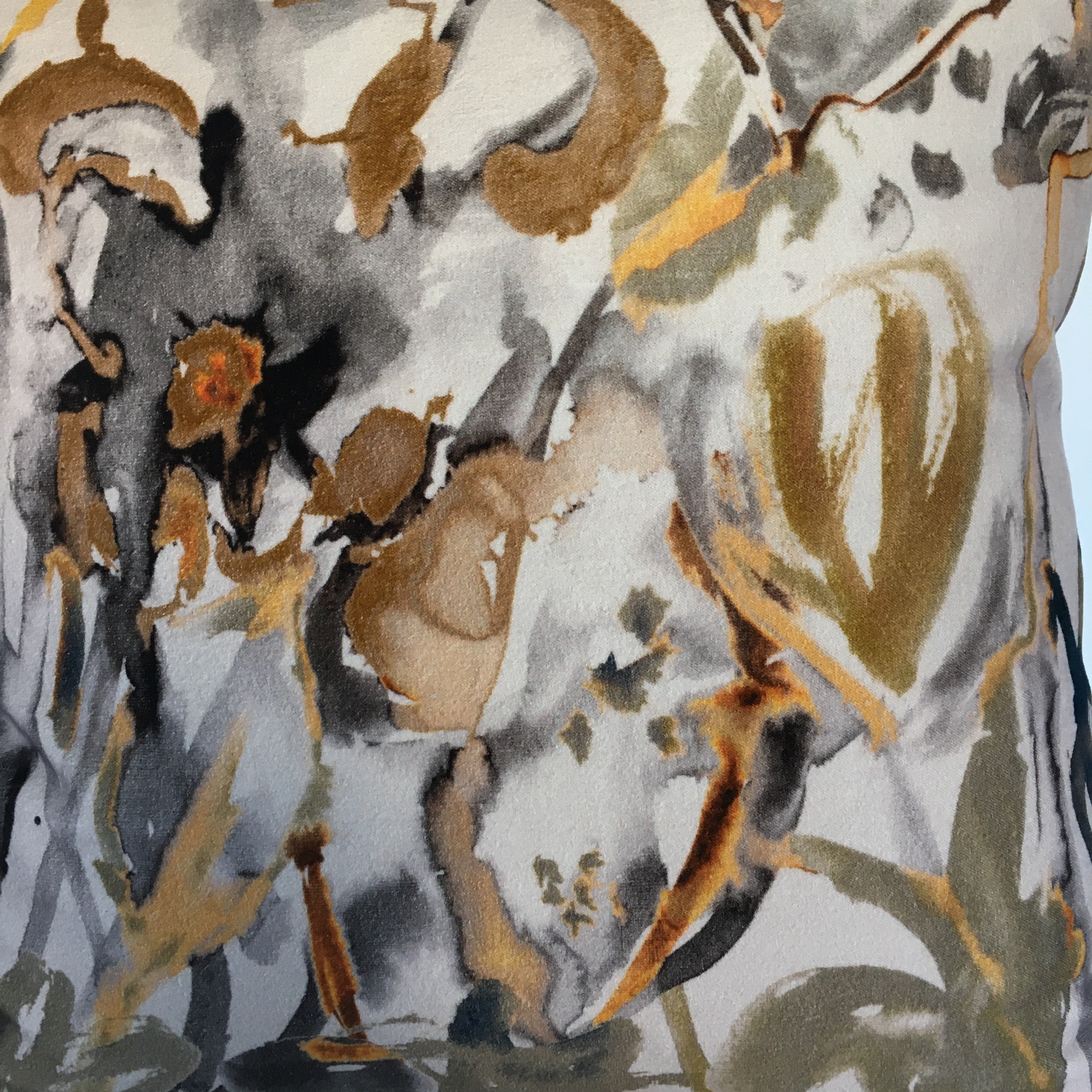 Watercolour Floral Velvet Cushion - Neutral
