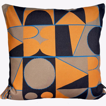 Taking Shape Cushion - Taupe, Marigold + Black