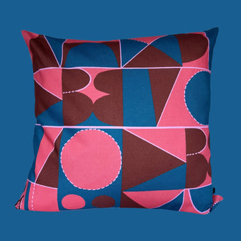 Taking Shape Cushion - Pink, Blue + Wine