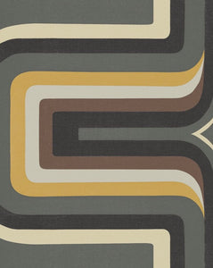 70s Geometric wallpaper Grey + yellow