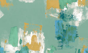 Abstract Painterly Wallpaper- Jade & Ochre