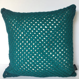 Hand Made Holey Cushion - Teal,