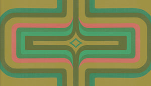 70s Geometric Green, Olive + Coral