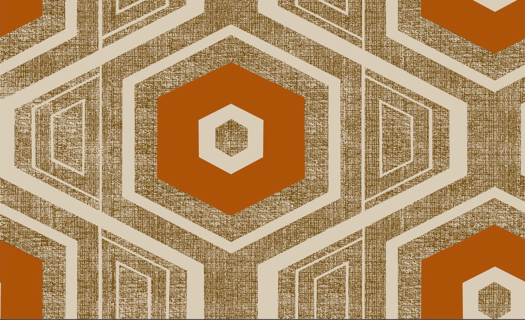 Retro Textured Polygon. Brown + Orange