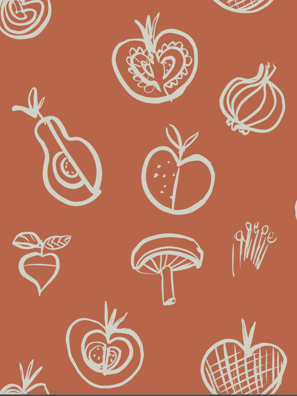 Fruit Motif Wallpaper - Orange - NEW