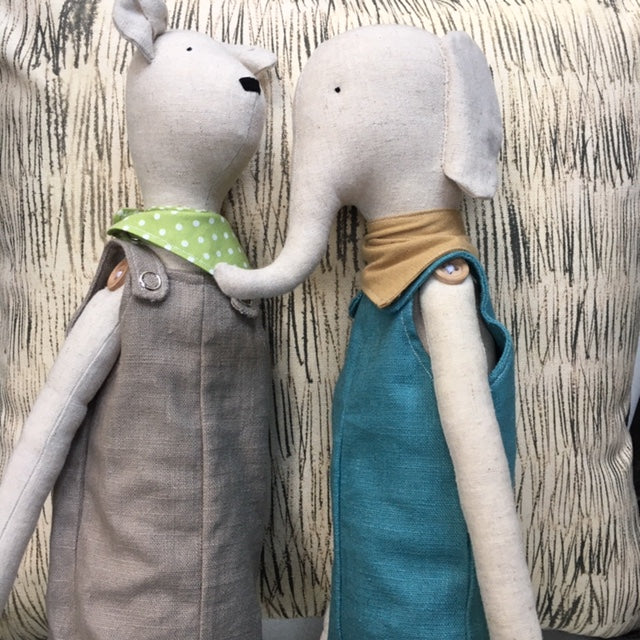 Hand Made Linen Soft Toy - Teddy