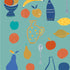 Naive Fruit Motif Wallpaper - Turquoise
