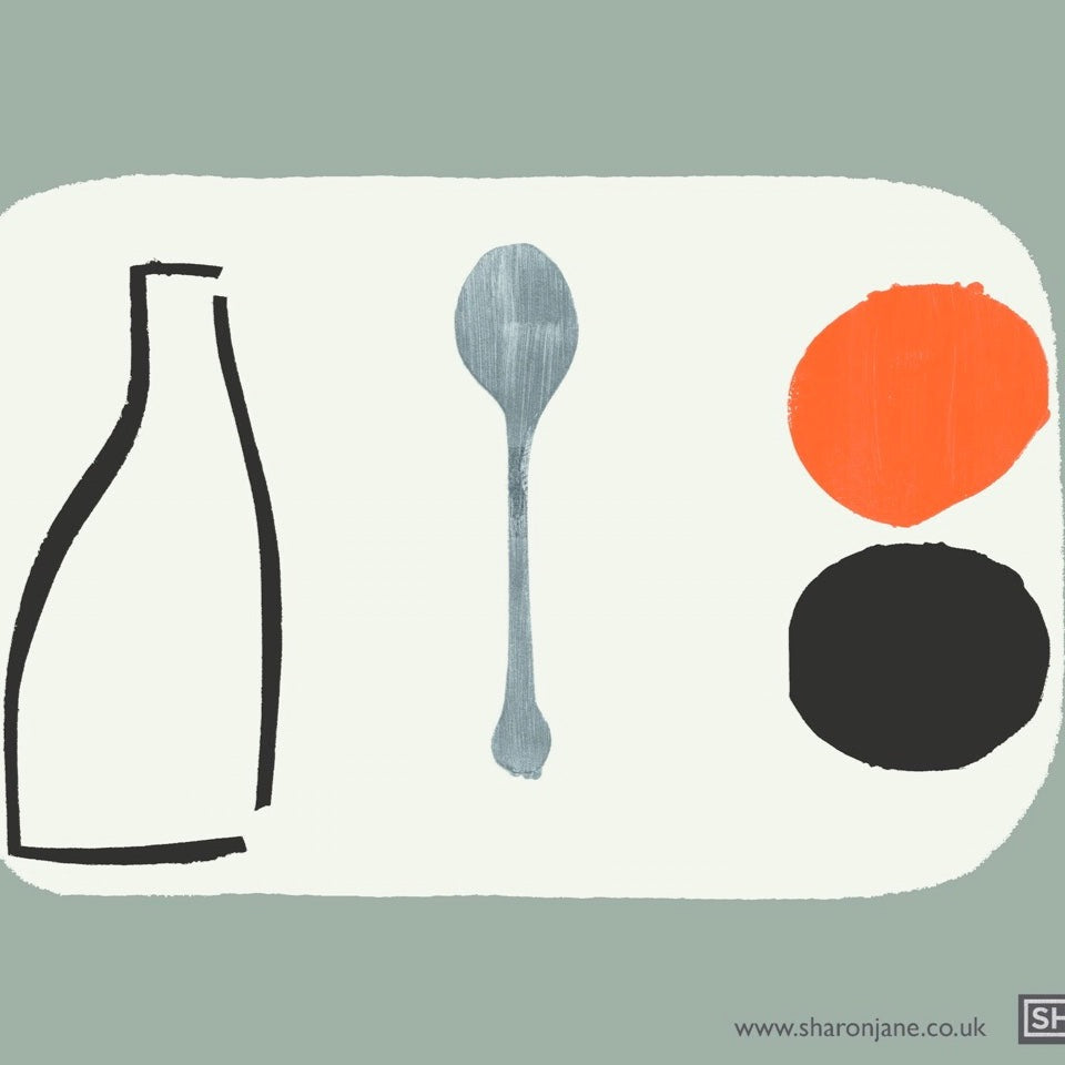Bottle + Spoon Tea Towel - Pewter