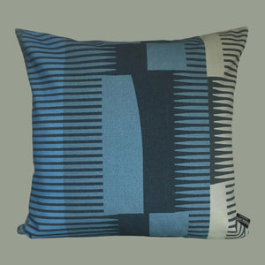 Square Combed Stripe Cushion - Denim, Navy + Grey