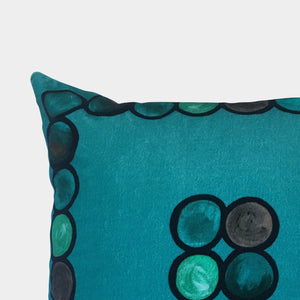 Ombré Circle Velvet Cushion - Turquoise  + Aqua