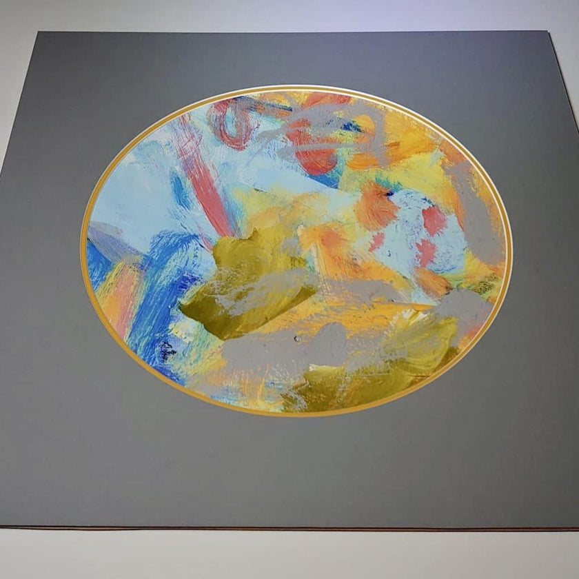 Expressive Abstract Circular Print Yellow + Grey Mount