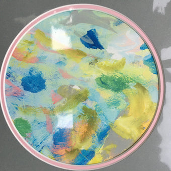 Expressive Abstract Circular Print Pink + Grey Mount
