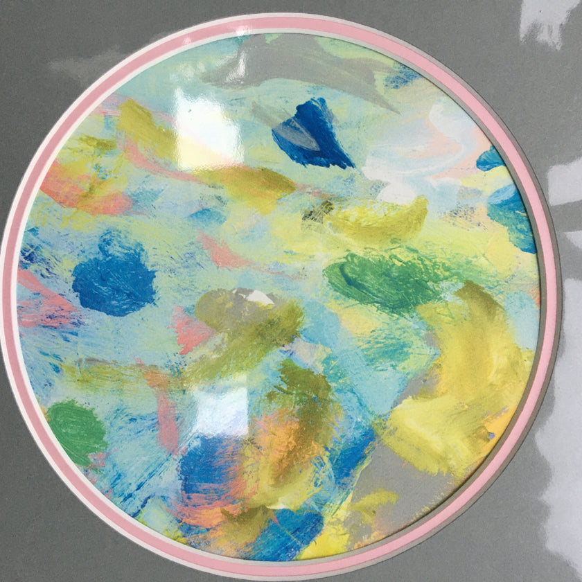 Expressive Abstract Circular Print Pink + Grey Mount
