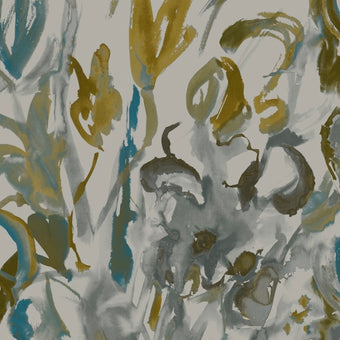 Watercolour Floral Wallpaper - Grey + Ochre
