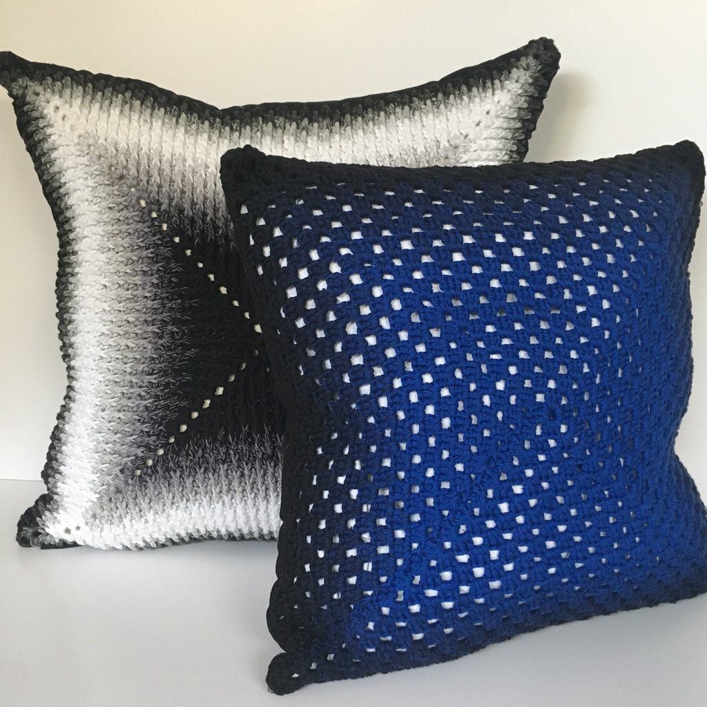 Hand Made Cotton Crocheted Cushion - Cobalt