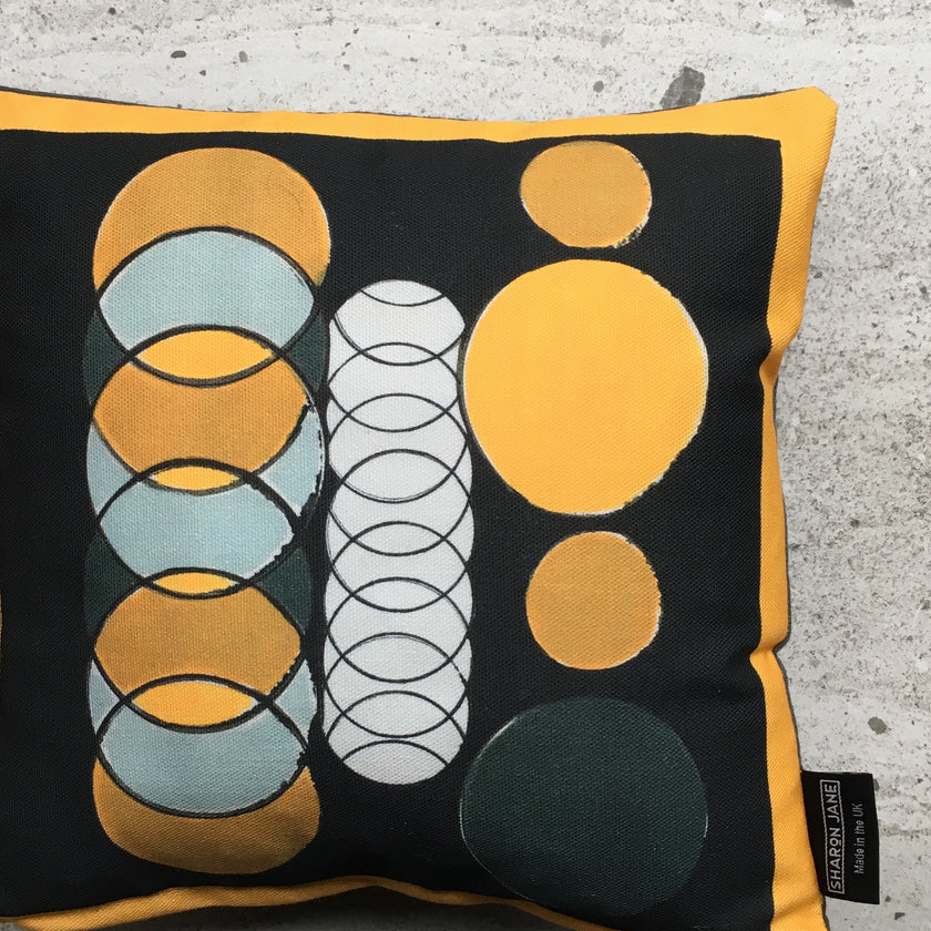 Yellow + Black Circle Mini Cushion - Now £10.00