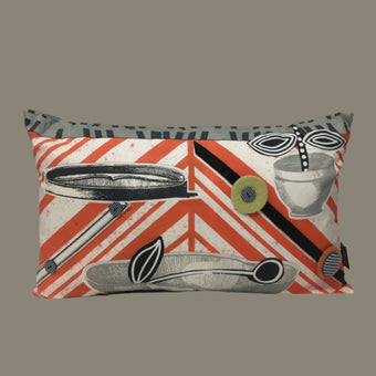 Appliquéd Chevron Orange + Black Cherry Cushion